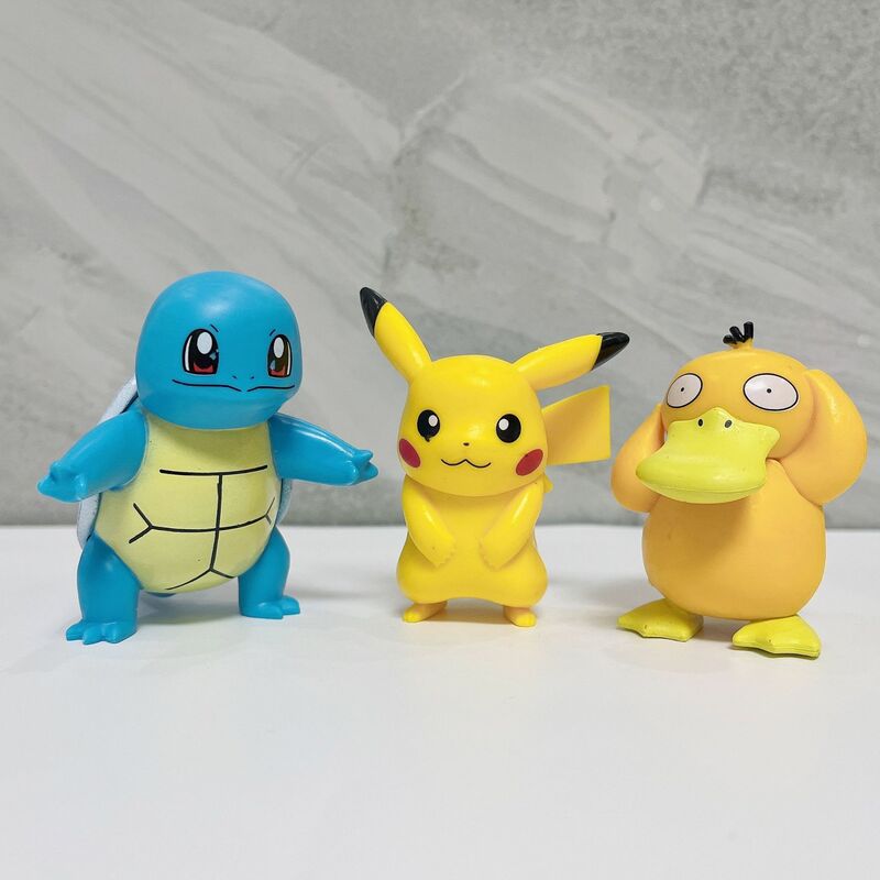 6 pz/set Pokemon Action Figure Toy Pikachu PVC Cake Decoration Squirtle Car Ornaments Psyduck Model Kids Birthday Xmas Gifts