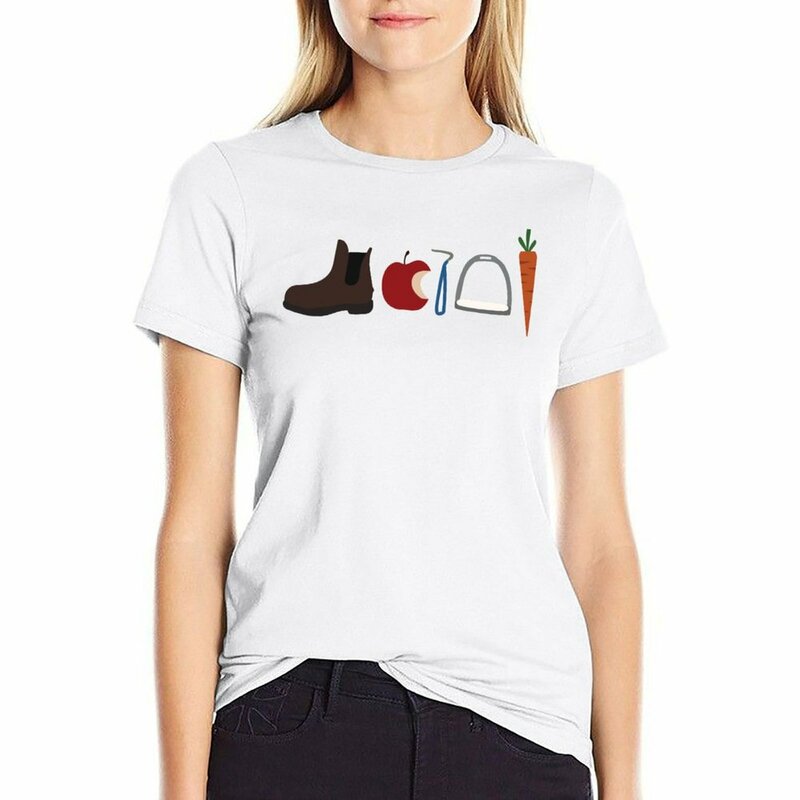 T-shirt equestre feminina, moda coreana, tops de verão, camisetas gráficas