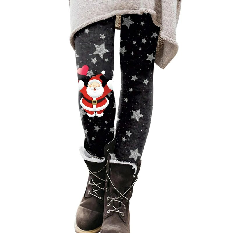 2024 Kerst Kerstman Bedrukt Patroon Decor Afslankende Yoga Leggings Kostuum Hoge Taille Elastische Comfortabele Leggings Voor Dames