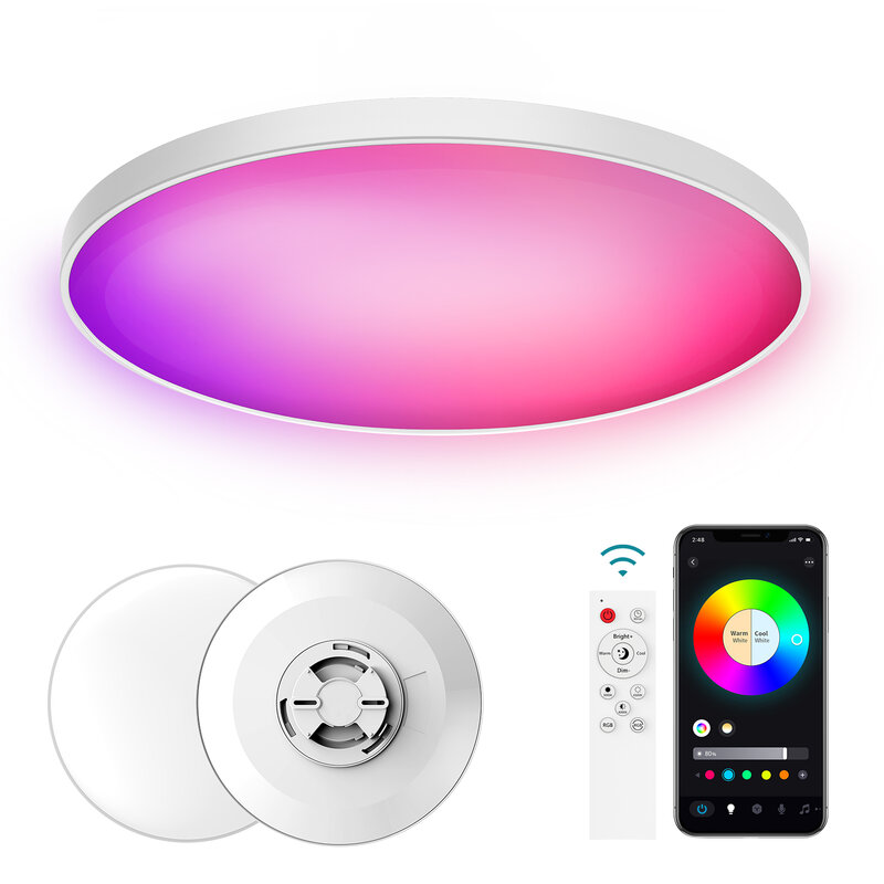 LED Smart Ceiling Light WiFi Control Remote Control RGB Warm White Cold White Panel Light Indoor Light  For Living room decorati