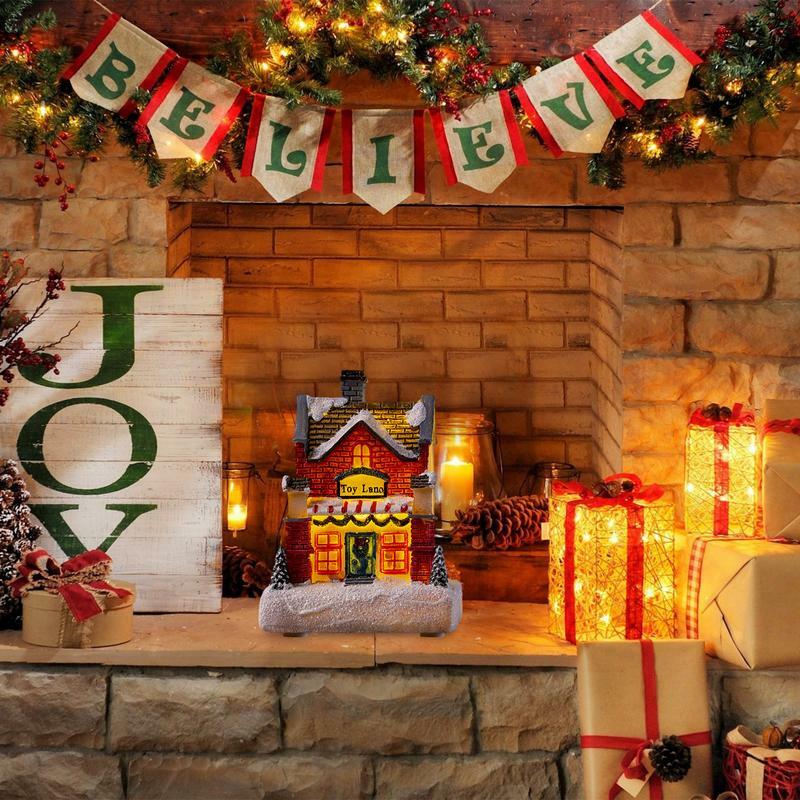 LED Light Up Vila De Natal, Decorações De Casa De Luz Noturna, Adereços Decorativos, Casa Luminosa