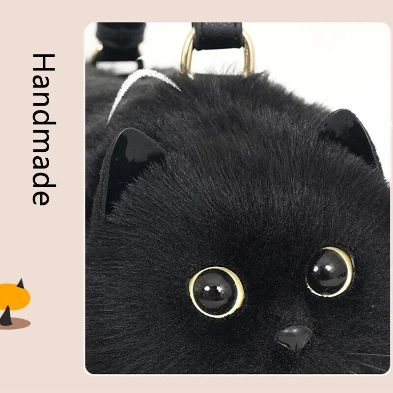 Mini saco bonito gato preto para mulheres, bolsas de couro femininas, bolsa de ombro crossbody de alta qualidade, moda luxuosa, 2023