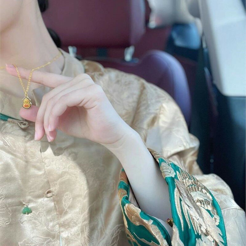 Casaco cáqui estilo chinês feminino, top, bordado a máquina, botão de nó, único, novo