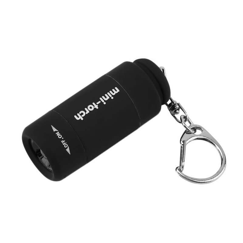 Mini llavero portátil de bolsillo, linterna de luz LED recargable por USB, 0,5 W, 25LM, impermeable, para acampar al aire libre