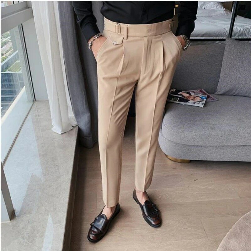 2023 Autumn Men Dress Pants Office Social Business Suit Pants Fashion Casual Slim Fit Wedding Party Groom Trousers Men Clothing