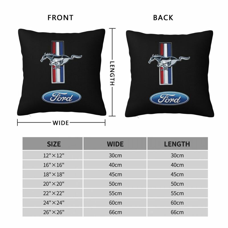 Ford Mustang Square Pillowcase Pillow Cover Polyester Cushion Zip Decorative Comfort Throw Pillow for Home Bedroom