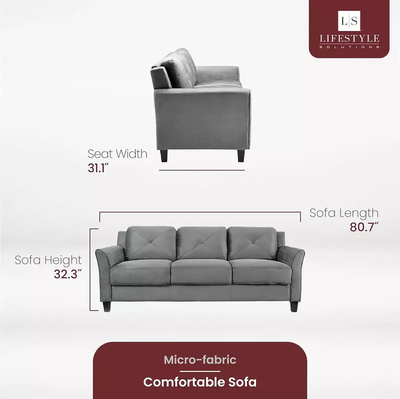 Lifestyle Solutions Sofa, Dark Grey