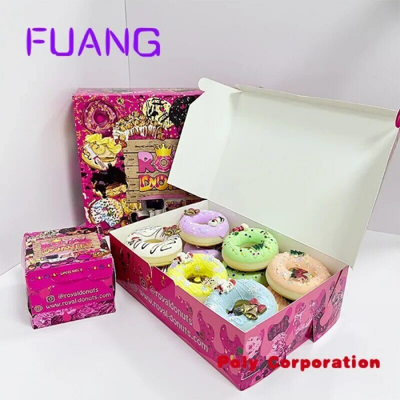 段ボール製ケーキパッキングボックス、紙箱、ミニサイズ、安価、印刷デザイン、ピンク、白、安価、カスタム