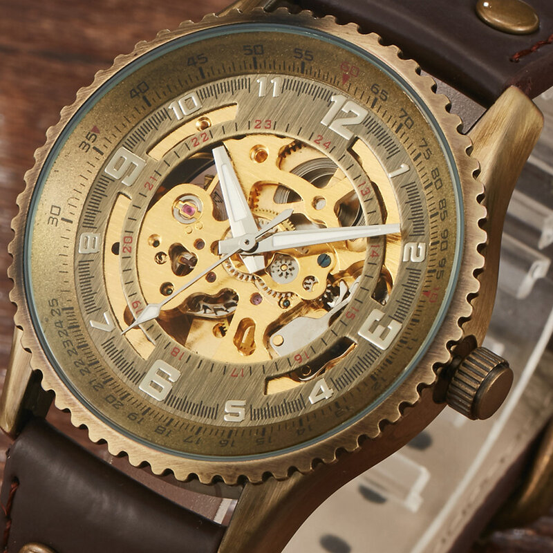 Montre Homme นาฬิกากลไกอัตโนมัติผู้ชาย, นาฬิกาข้อมือกันน้ำสำหรับผู้ชายนาฬิกาโครงกระดูกสุดหรู