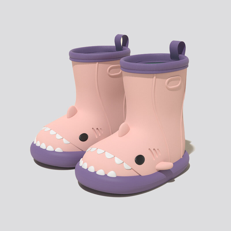Botas de lluvia de tiburón para padres e hijos, zapatos antideslizantes de suela gruesa, prendas de vestir de verano para niños de mediana edad