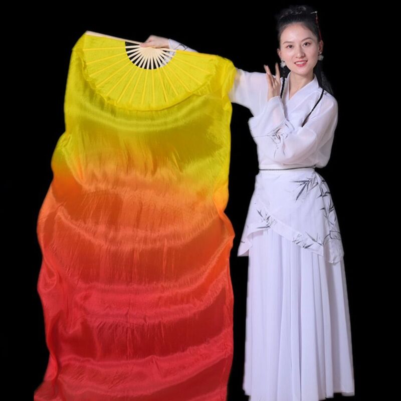 Dança do ventre gradiente cor fãs de seda para mulheres e crianças, longos fãs de imitação, rayon, venda quente, 100 cm, 150 cm, 180cm