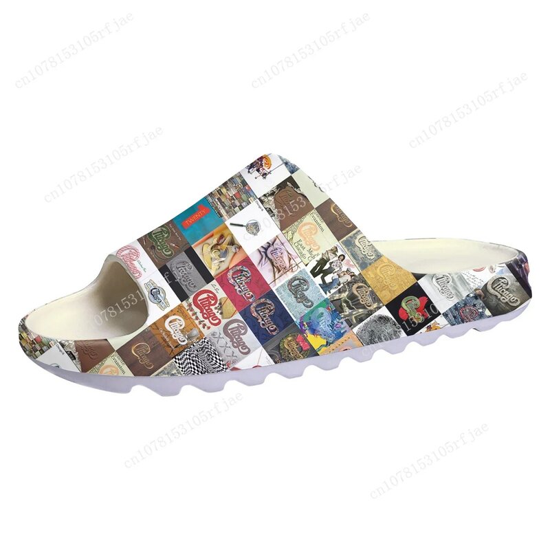 Zuecos de suela blanda de Chicago Rock Band para hombre y mujer, zapatos de agua para el hogar, sandalias de playa personalizadas para baño de adolescentes