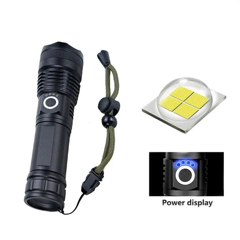 휴대용 미니 야외 캠핑 사냥, 충전식 전술 손전등, 텔레스코픽 LED 줌 토치 키트, L2, 20000LM