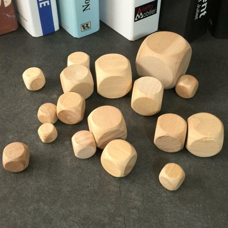 20 Pieces DIY Blank Dices Unpainted Wooden Dices Wooden Plain Dices 8-20mm Dropship