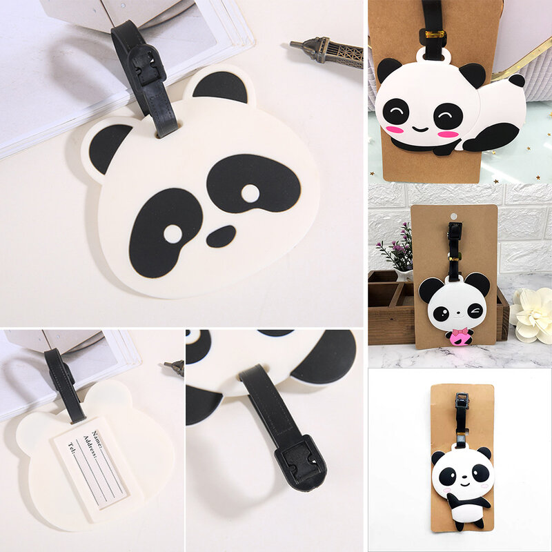 Panda cartoon boarding pass mala dos desenhos animados etiquetas de bagagem design id identificador etiqueta tag endereço titular viagem acessórios