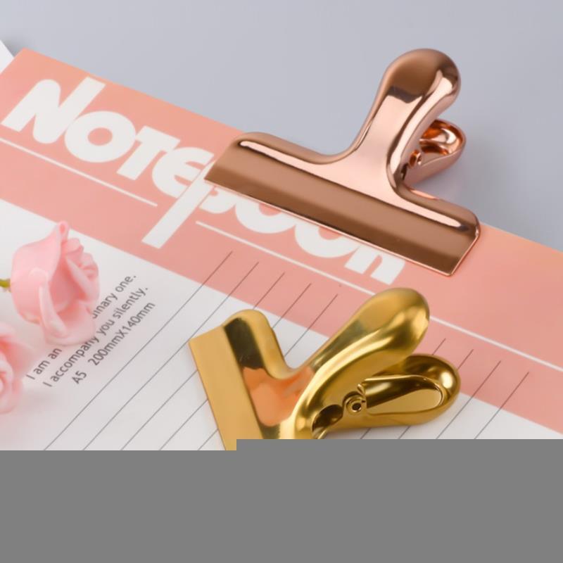 Simplicidade binder braçadeira luxuoso ouro rosa clipe de metal papel bill arquivo saco organizador estudante artigos de papelaria material de escritório