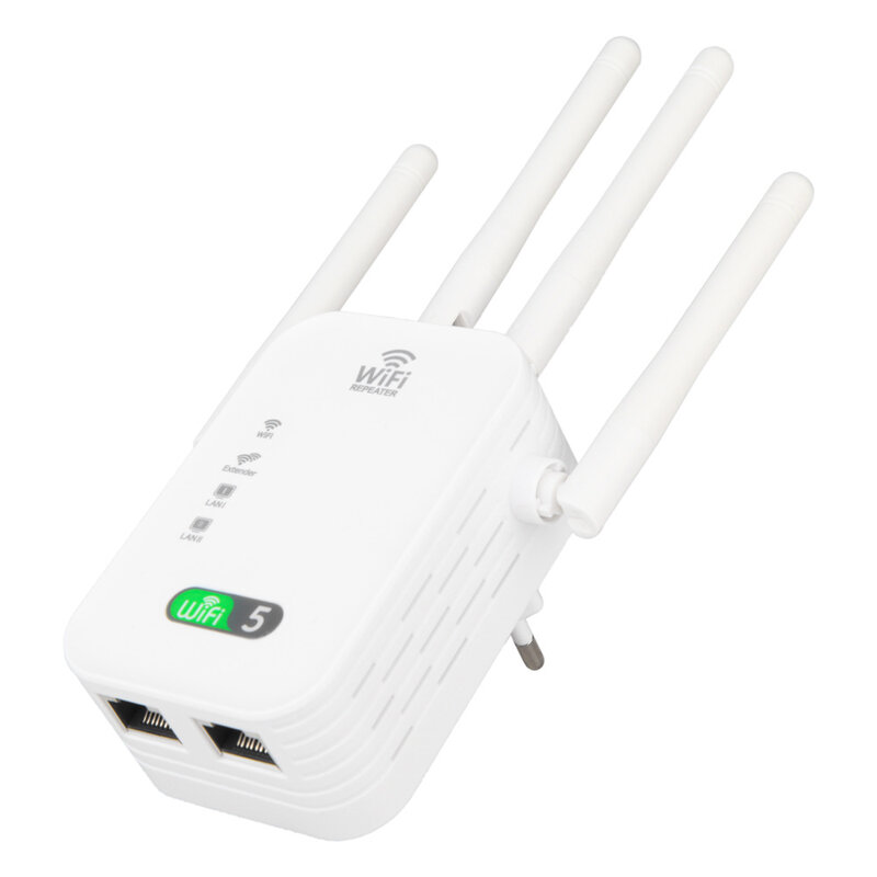 Easy Setup Wireless Wifi Repeater 1200Mbps Dual-Band 2.4/5G 4 Antenna Wi-Fi Range Extender Booster Home Network Modem