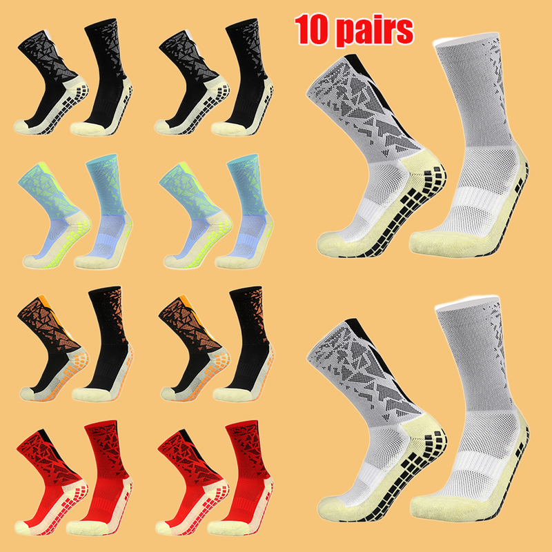 ถุงเท้ากีฬากีฬาแบดมินตันระบายอากาศได้ดีถุงเท้าเตะฟุตบอลกันลื่น10คู่ใหม่