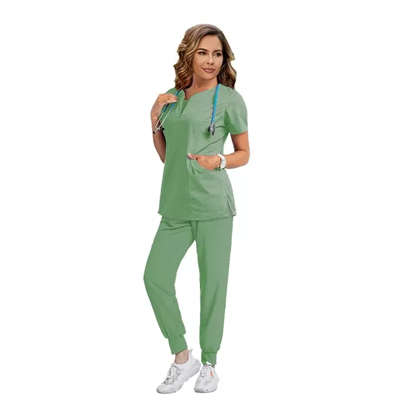 Surgical Uniforms Woman Scrub Set Medical Nurse Beauty Salon Workwear Clinical Scrubs Top + Pant Spa Doctor Nursing Tunic Suit