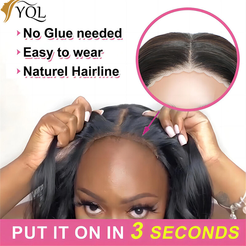 Glueless Wig Straight Bob Lace Closure Wigs For Women 4X4 Glueless Lace Wigs Brazilian Human Hair Pre-Cut Lace Wear To Go Wig