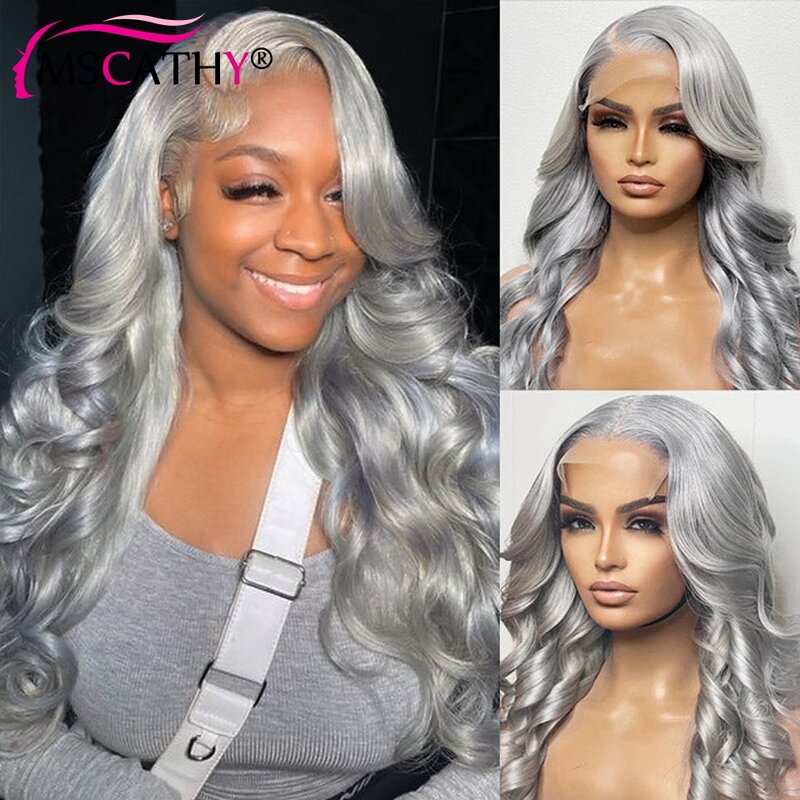 Body Wave Lace Front Wig for Woman Grey 13x4x1 Lace Frontal Human Hair Wigs Pre Plucked Brazilian Virgin Human Hair Wigs