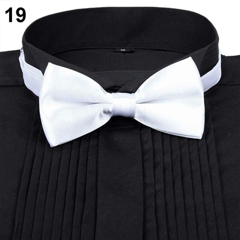 New Arrival Men\'s Fashion Plain Bowtie Tie Polyester Pre Tied Wedding Bow Tie Suits Tie