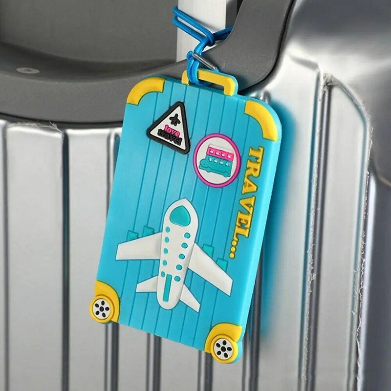 Étiquette de sac à main en alliage d'aluminium, étiquette de bagage en silicone, carte d'embarquement, valise d'avion, liste d'accessoires de voyage de vacances