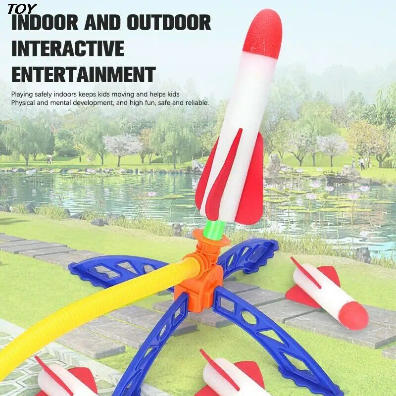 1Set Kid Air Rocket Foot Pump Launcher Toys Flash Rocket Launchers giochi a pedale gioco per bambini all'aperto giocattolo regalo per bambini