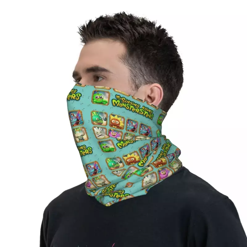 My Singing Monsters Collage Game Bandana Neck Cover Printed Cartoon Wrap Scarf Warm Cycling Scarf Hiking Unisex Adult Windproof