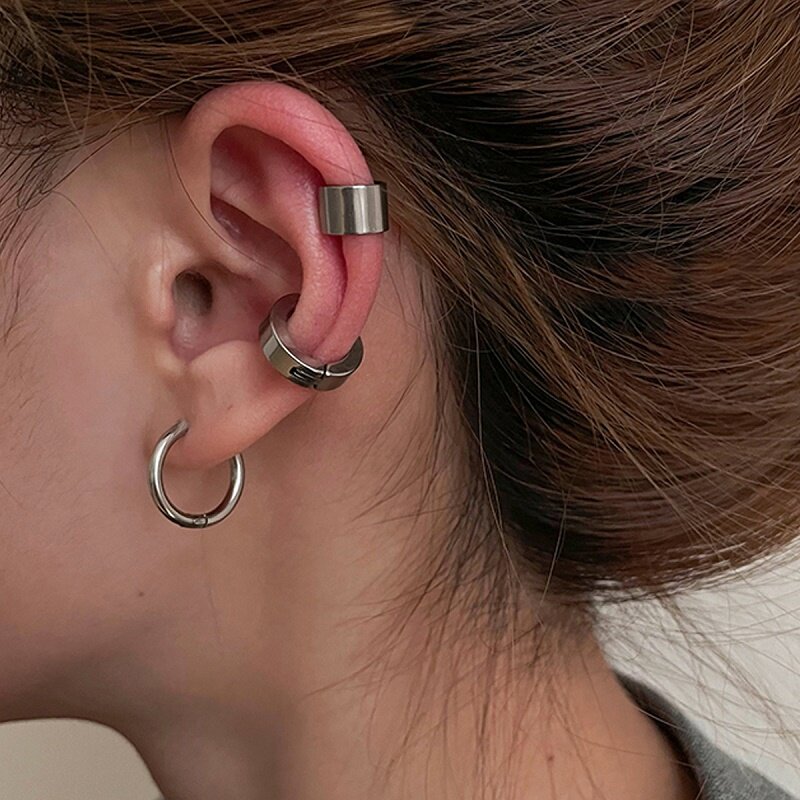 3 pçs/set brincos de orelha de aço inoxidável para homens indolor não-piercing falso brincos de orelha punhos do vintage punk orelha jóias