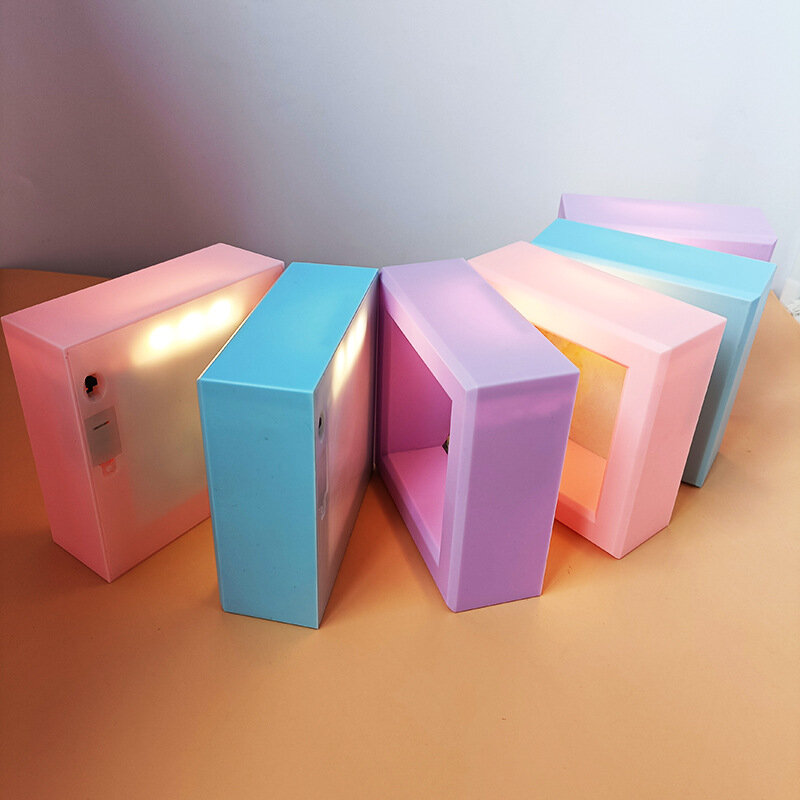 Janela quadrada LED Night Light, 3 AAA Bateria, DIY Photo Frame, Luminosa Lâmpada de Mesa Decorativa, Quarto Bedside Light, Presente para Crianças