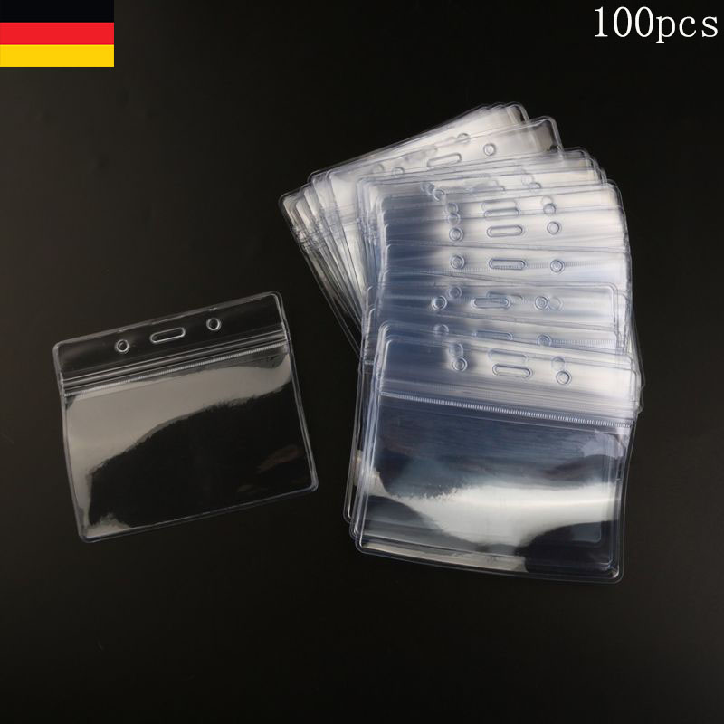 100 pezzi di plastica impermeabile orizzontale nome Tag nome di fabbrica porta badge porta ID (trasparente)