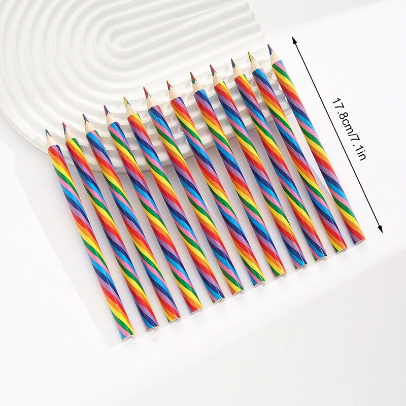 ดินสอสีรุ้ง1ชิ้นเครื่องเขียนดินสอสี่สีเครื่องมือวาดภาพกราฟฟิตีอุปกรณ์สำนักงานโรงเรียน