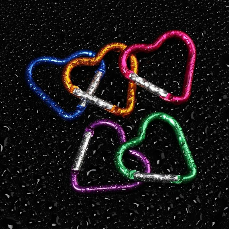 حلقة مفاتيح على شكل قلب من الألومنيوم ، مشبك سلسلة مفاتيح على شكل قلب ، أداة تخييم خارجية ، ملحقات التسلق ، 10 ألوان ، 3 ألوان ، 6 ، 9