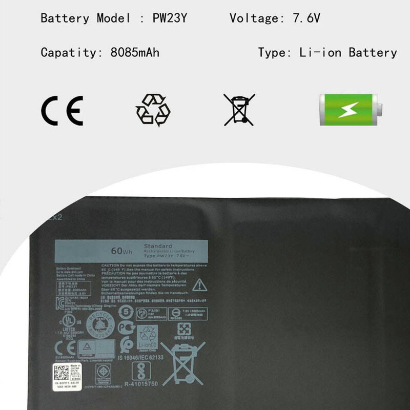 Batterie d'origine Pw23y pour Del Xps 13, 9360, 0rnp72 0tp1gt, ordinateur portable 24.com, nouveau Eddie ion 4 cellules, 7.6V, 60Wh