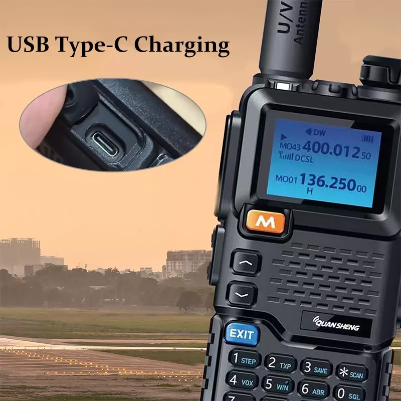 UV-5R PLUS Quansheng Walkie Talkie Tri-Power Dual-Band UHF/VHF Police Band 350-390MHz