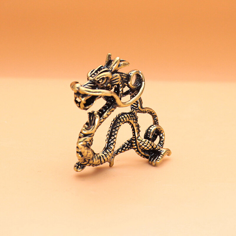 Retro Brass Zodiac Dragon Pendant Keychain Ornament Knapsack Hanging Decor Accessries Gift