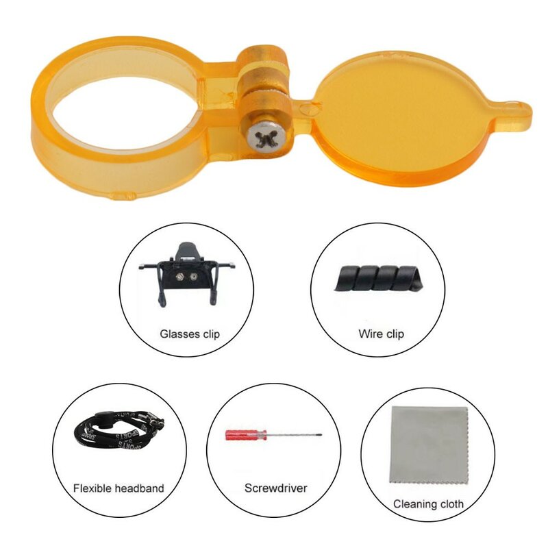 Akcesoria do reflektorów reflektor lupy stomatologiczne Lab lupa medyczna klip żółty filtr śrubokręt ściereczka do czyszczenia