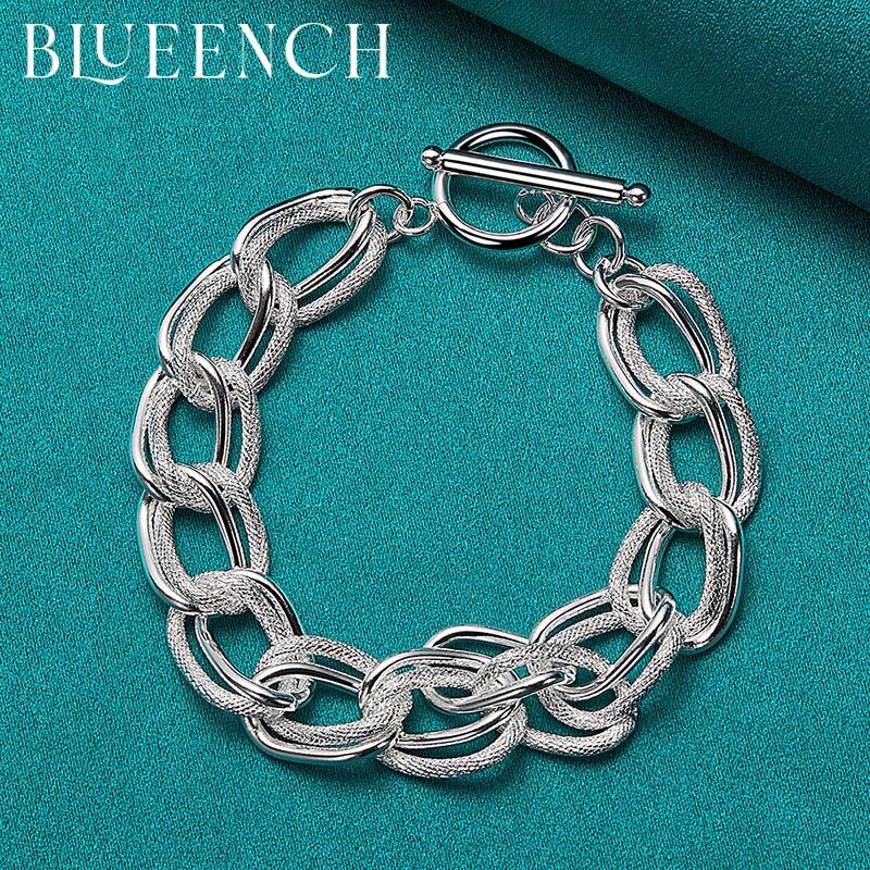Blueench – Bracelet en argent Sterling 925 pour femmes, Double lien, boucle OT, bijoux de soirée décontractés à la mode