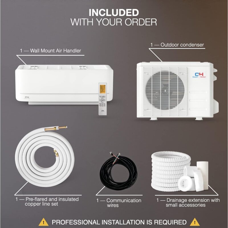 Mini Split Airconditioner En Verwarming, 12,000 Btu, 115V, 20.8 Seer2, Muur Mount Ductless Inverter Warmtepompsysteem