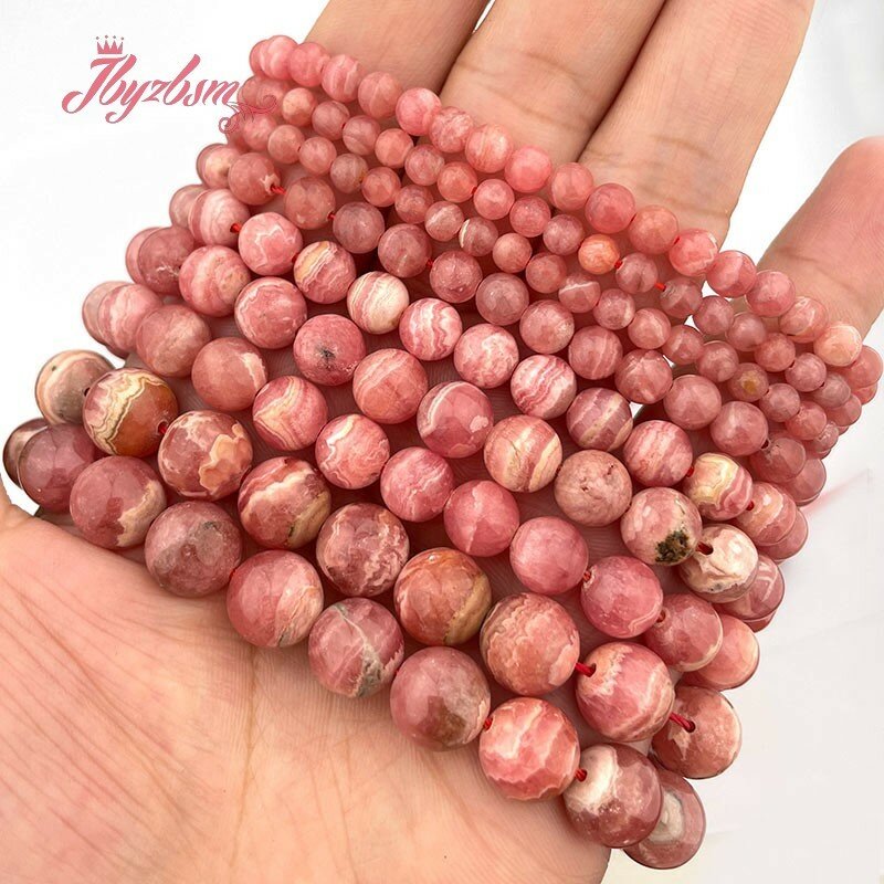 Круглые Гладкие граненые розовые разноцветные натуральные бусины из родонита для самостоятельного изготовления ожерелий браслетов ювелирных изделий 15 дюймов