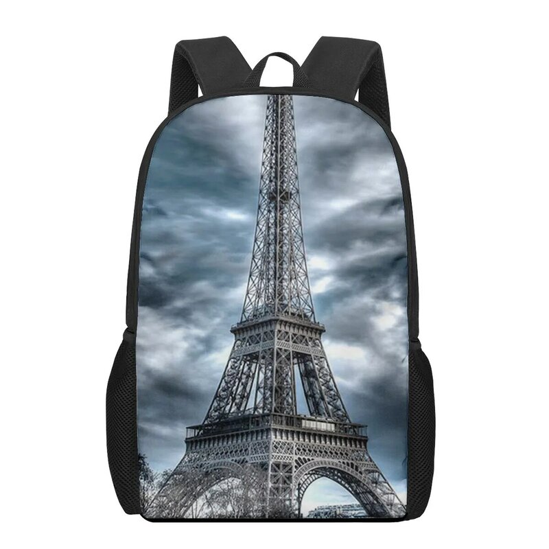 Sacs de livre College en 3D Tour Eiffel, ensemble de sac de retour à l'école pour garçons et filles, sac à dos pour enfants du primaire