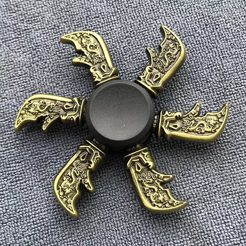 Fidget Finger Spinner Antique Brass Color Alloy Metal Hand Spinner Stress Relief Decompression Toy for Kids Adults Funny Gifts