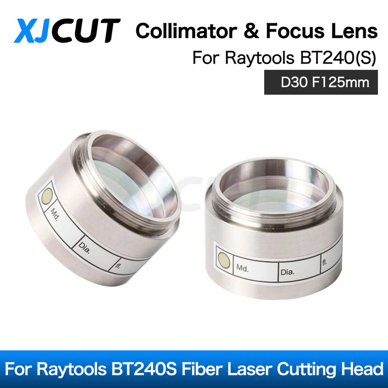 Xjcut raytools fibra colimador lente & foco lente d30 f100/125mm para raytools fibra laser cabeça de corte bt240 bt240s 0-4kw