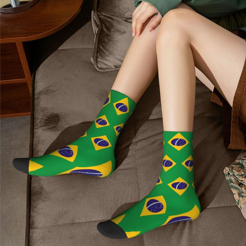Braziliaanse Nationale Vlag Sokken Harajuku Hoge Kwaliteit Kousen Hele Seizoen Lang Sokken Accessoires Voor Unisex Geschenken