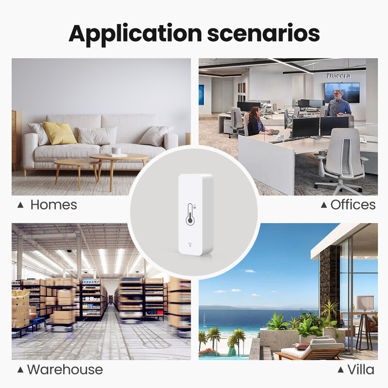 Датчик температуры и влажности AVATTO Tuya WiFi, для использования в помещении и в помещении, с измерителем влажности, поддержка голосового помощника Alexa Google Home
