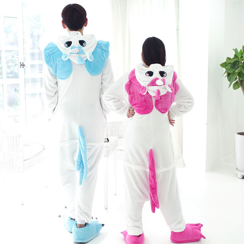 Kreskówka zwierzęta piżamy piżamy flanelowe jednoczęściowy kombinezon Unisex kostium Cosplay na Halloween dla dorosłych dzieci