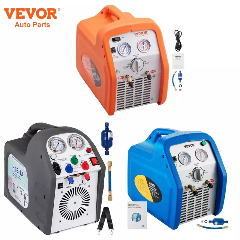 VEVOR Refrigerant Recovery Machine 220V 50Hz/60Hz 3/4HP 1HP Single Cylinder for Both Liquid and Vapor Freon Air Condition