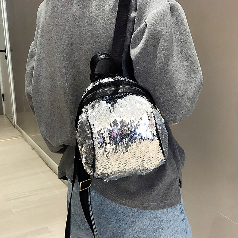 Trend Sequin Shoulder Bag Female Casual Bag Personality Fashion Travel Backpack