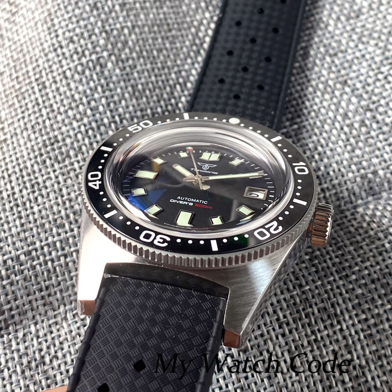 Tandorio 62mas 200 м водонепроницаемые механические часы для мужчин AR Sapphire Crystal 120Clikcs C3 светящиеся спортивные стальные часы Sunburst